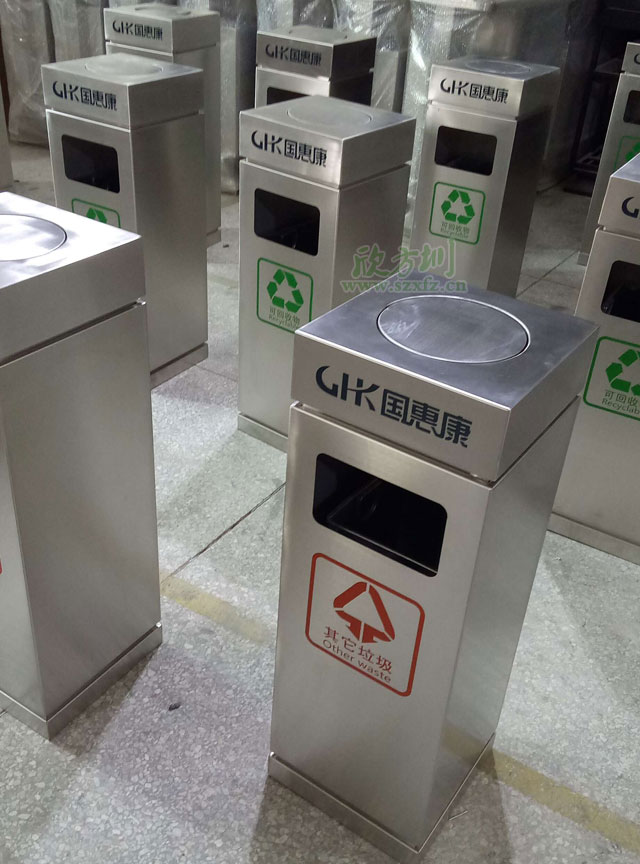 商場(chǎng)不銹鋼垃圾桶工廠(chǎng)生產(chǎn)圖